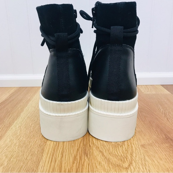 GIANNI BINI Black Leather Platform Ankle Boot Bootie Lug Sole Sneaker Size 7 New - Picture 7 of 15